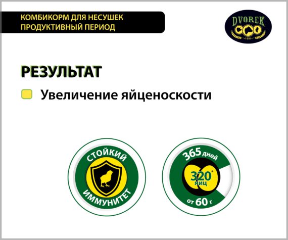Комбикорм Dvorek для несушек продуктивный период  - 25 кг