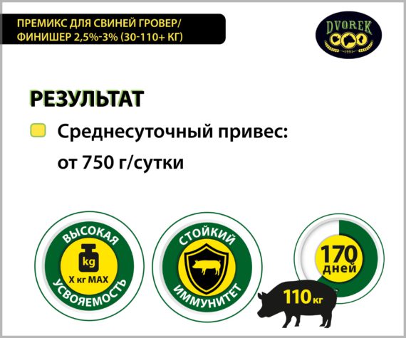 Премикс для свиней Dvorek гровер/финишер 2,5-3% – 25 кг